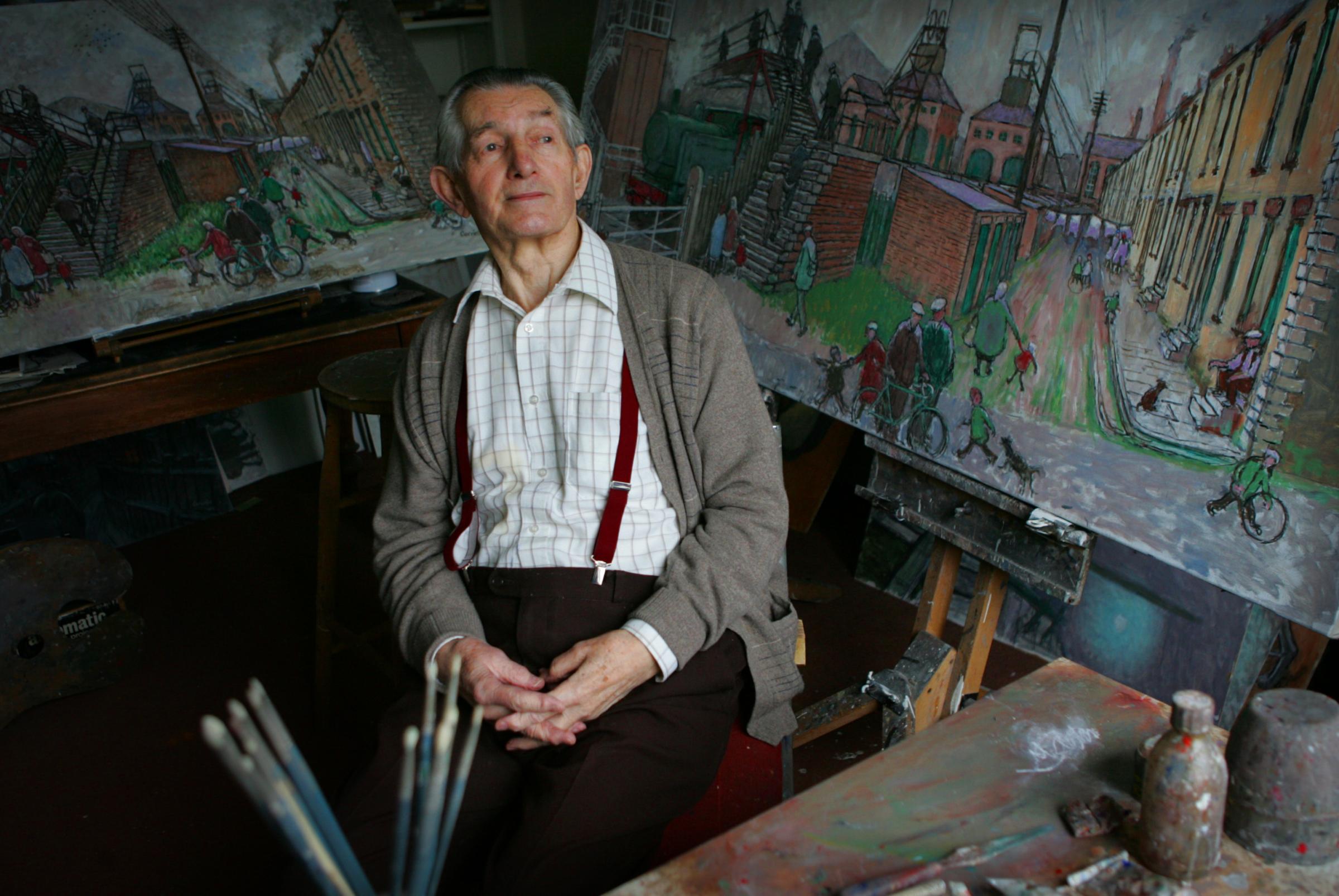 Norman Cornish sitting in his studio