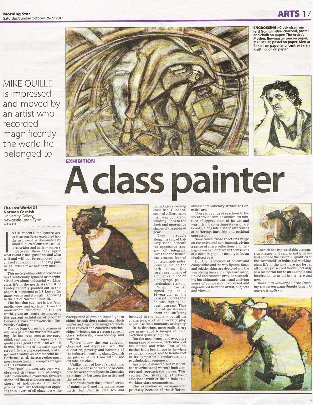 Newspaper article about Norman Cornish from the Morning Star