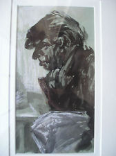 A painting of a man from the side